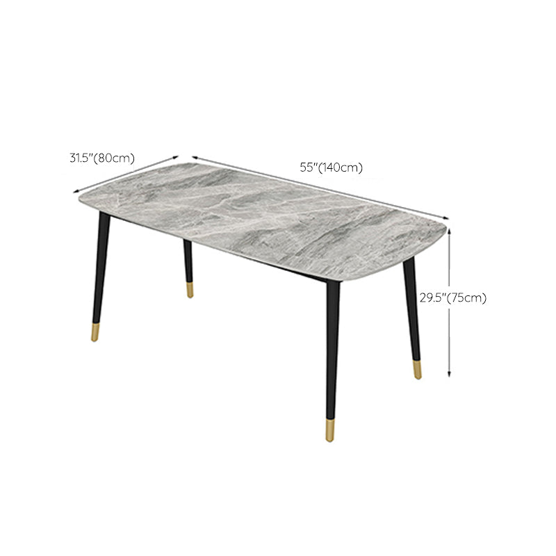 Industrial Dining Rectangle Table Sintered Stone Table with Metal Legs for Home Clearhalo 'Dining Tables & Seating' 'Dining Tables' 'dining_table' 'furn' 'furn_dining_table' 'Furniture' 'Kitchen & Dining Furniture' 6363182
