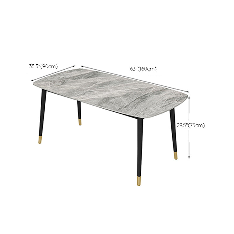 Industrial Dining Rectangle Table Sintered Stone Table with Metal Legs for Home Clearhalo 'Dining Tables & Seating' 'Dining Tables' 'dining_table' 'furn' 'furn_dining_table' 'Furniture' 'Kitchen & Dining Furniture' 6363183