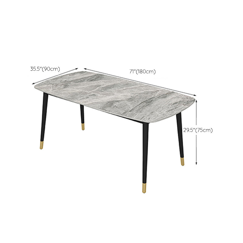 Industrial Dining Rectangle Table Sintered Stone Table with Metal Legs for Home Clearhalo 'Dining Tables & Seating' 'Dining Tables' 'dining_table' 'furn' 'furn_dining_table' 'Furniture' 'Kitchen & Dining Furniture' 6363184