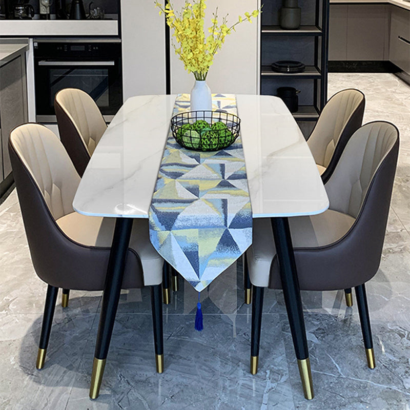 Sintered Stone Dining Table for Restaurant Industrial Rectangle White Table with 4 Legs 55.1"L x 31.5"W x 29.5"H Without Chairs Clearhalo 'Dining Tables & Seating' 'Dining Tables' 'dining_table' 'furn' 'furn_dining_table' 'Furniture' 'Kitchen & Dining Furniture' 6363186