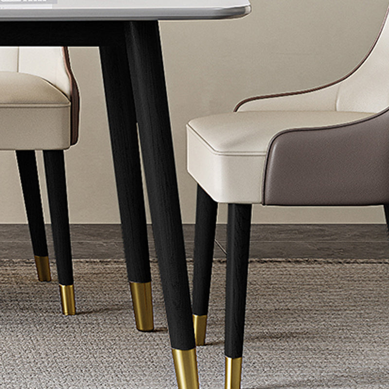 Sintered Stone Dining Table for Restaurant Industrial Rectangle White Table with 4 Legs Clearhalo 'Dining Tables & Seating' 'Dining Tables' 'dining_table' 'furn' 'furn_dining_table' 'Furniture' 'Kitchen & Dining Furniture' 6363189