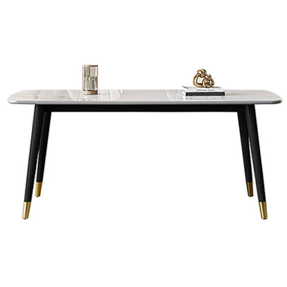 Sintered Stone Dining Table for Restaurant Industrial Rectangle White Table with 4 Legs Without Chairs Clearhalo 'Dining Tables & Seating' 'Dining Tables' 'dining_table' 'furn' 'furn_dining_table' 'Furniture' 'Kitchen & Dining Furniture' 6363190
