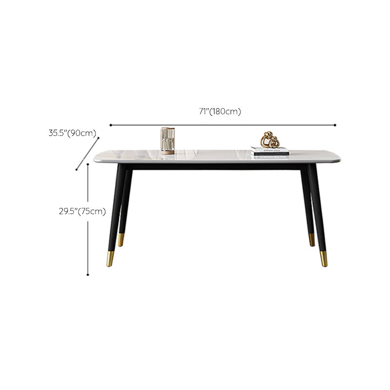 Sintered Stone Dining Table for Restaurant Industrial Rectangle White Table with 4 Legs Clearhalo 'Dining Tables & Seating' 'Dining Tables' 'dining_table' 'furn' 'furn_dining_table' 'Furniture' 'Kitchen & Dining Furniture' 6363196