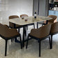 Industrial Sintered Stone Dining Table Rectangle Table with Wooden Base