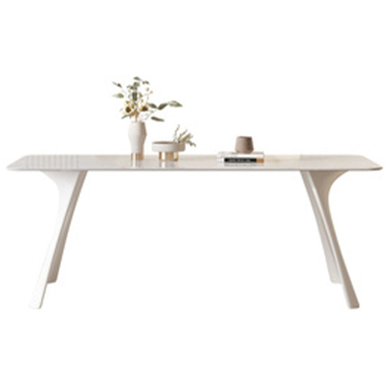 Mesa rectangular medieval moderna de piedra sinterizada con base de metal y 4 patas