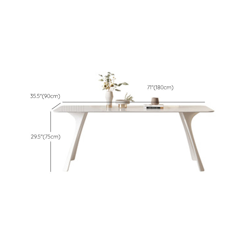 Mesa rectangular medieval moderna de piedra sinterizada con base de metal y 4 patas