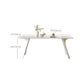 Mesa rectangular medieval moderna de piedra sinterizada con base de metal y 4 patas