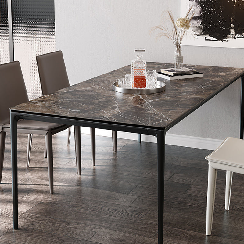 Industrial Sintered Stone Top Table Rectangular Table with Metal Base 51.2"L x 27.6"W x 29.5"H Without Chairs Clearhalo 'Dining Tables & Seating' 'Dining Tables' 'dining_table' 'furn' 'furn_dining_table' 'Furniture' 'Kitchen & Dining Furniture' 6363255