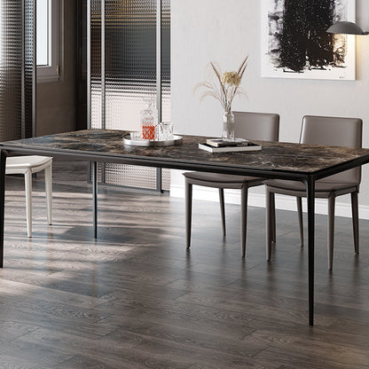 Industrial Sintered Stone Top Table Rectangular Table with Metal Base 47.2"L x 27.6"W x 29.5"H Without Chairs Clearhalo 'Dining Tables & Seating' 'Dining Tables' 'dining_table' 'furn' 'furn_dining_table' 'Furniture' 'Kitchen & Dining Furniture' 6363256