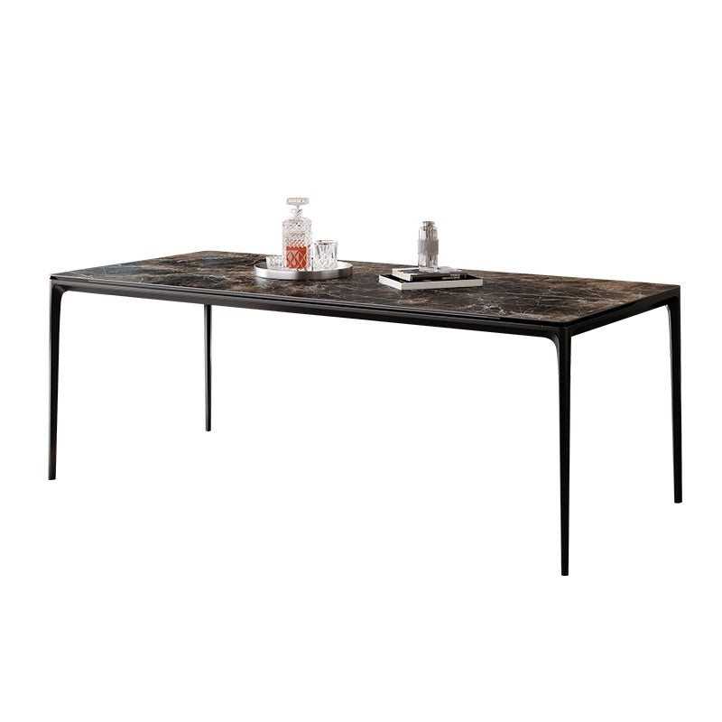 Industrial Sintered Stone Top Table Rectangular Table with Metal Base Clearhalo 'Dining Tables & Seating' 'Dining Tables' 'dining_table' 'furn' 'furn_dining_table' 'Furniture' 'Kitchen & Dining Furniture' 6363257