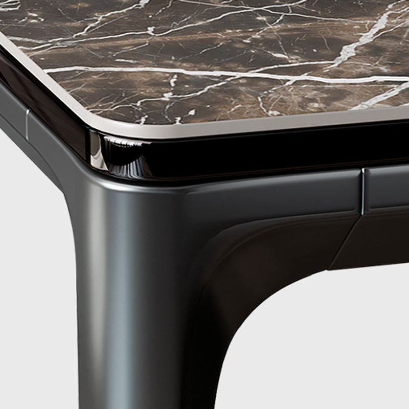 Industrial Sintered Stone Top Table Rectangular Table with Metal Base Clearhalo 'Dining Tables & Seating' 'Dining Tables' 'dining_table' 'furn' 'furn_dining_table' 'Furniture' 'Kitchen & Dining Furniture' 6363258