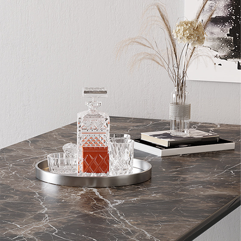 Industrial Sintered Stone Top Table Rectangular Table with Metal Base Clearhalo 'Dining Tables & Seating' 'Dining Tables' 'dining_table' 'furn' 'furn_dining_table' 'Furniture' 'Kitchen & Dining Furniture' 6363259