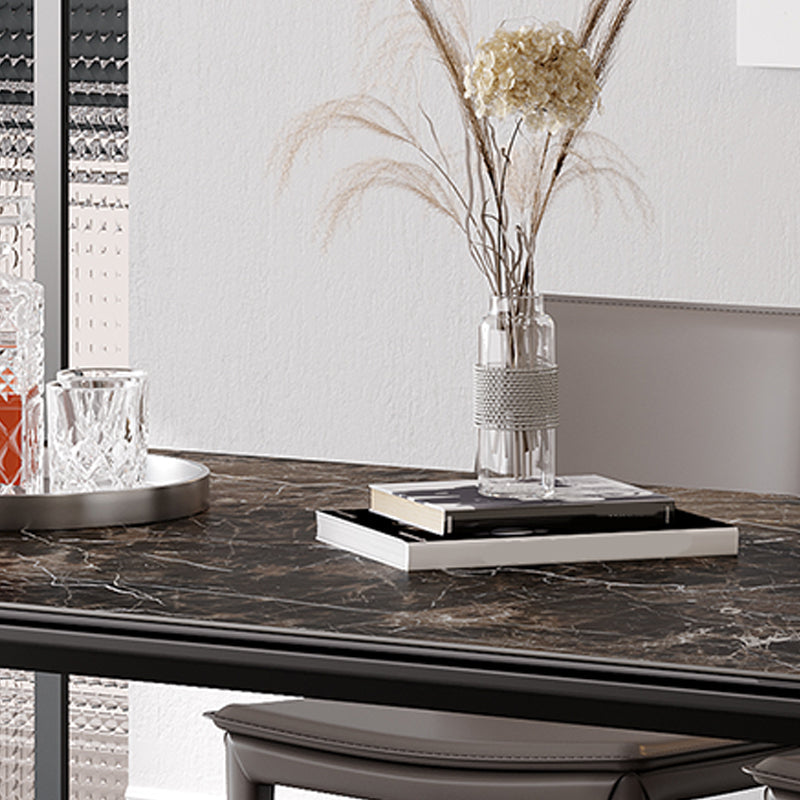 Industrial Sintered Stone Top Table Rectangular Table with Metal Base Clearhalo 'Dining Tables & Seating' 'Dining Tables' 'dining_table' 'furn' 'furn_dining_table' 'Furniture' 'Kitchen & Dining Furniture' 6363260