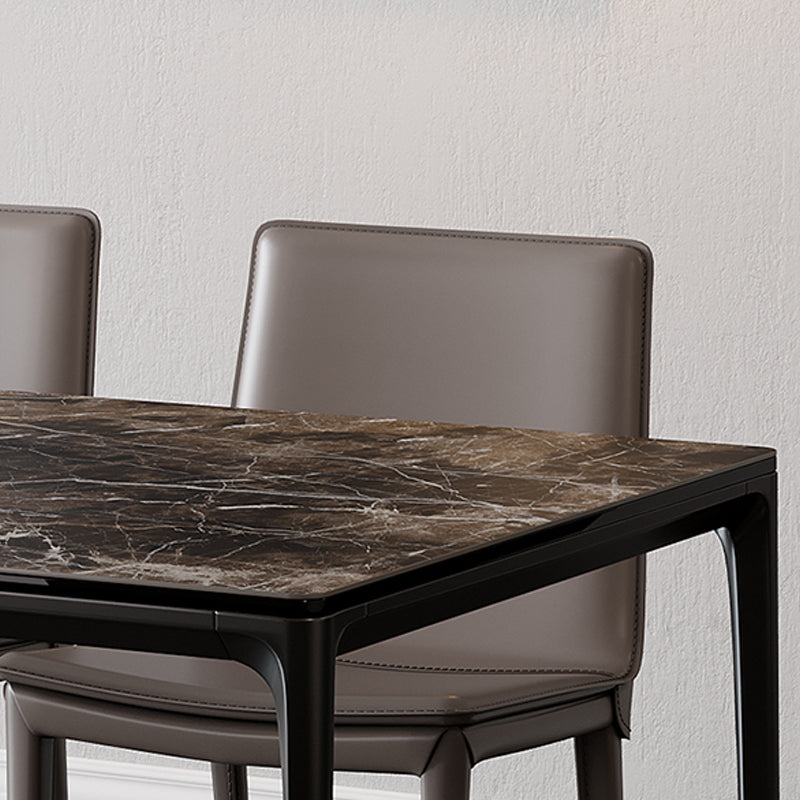 Industrial Sintered Stone Top Table Rectangular Table with Metal Base Clearhalo 'Dining Tables & Seating' 'Dining Tables' 'dining_table' 'furn' 'furn_dining_table' 'Furniture' 'Kitchen & Dining Furniture' 6363261