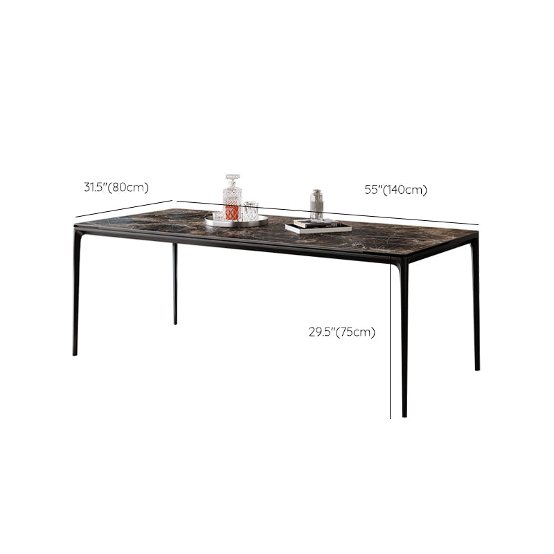 Industrial Sintered Stone Top Table Rectangular Table with Metal Base Clearhalo 'Dining Tables & Seating' 'Dining Tables' 'dining_table' 'furn' 'furn_dining_table' 'Furniture' 'Kitchen & Dining Furniture' 6363262