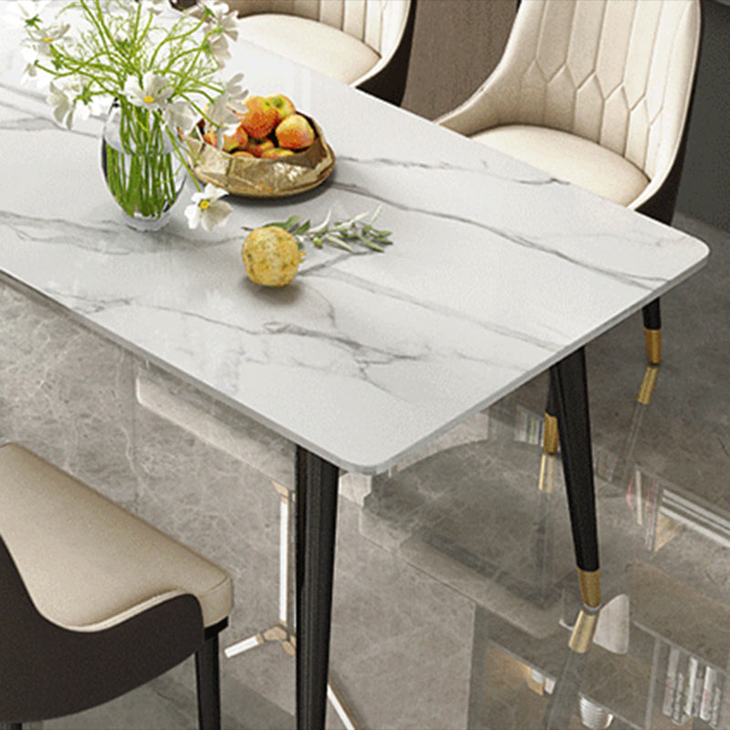 Modern Dining Rectangle Table Sintered Stone Table with Metal Legs for Kitchen Clearhalo 'Dining Tables & Seating' 'Dining Tables' 'dining_table' 'furn' 'furn_dining_table' 'Furniture' 'Kitchen & Dining Furniture' 6363280