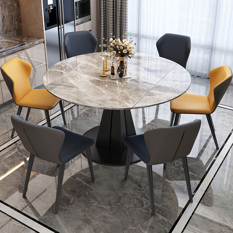 Moderne gesinterde stenen eettafel ronde tafel met metalen poten voor thuisgebruik