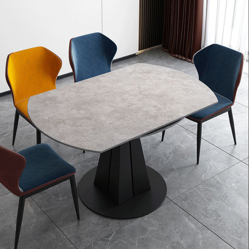 Moderne gesinterde stenen eettafel ronde tafel met metalen poten voor thuisgebruik