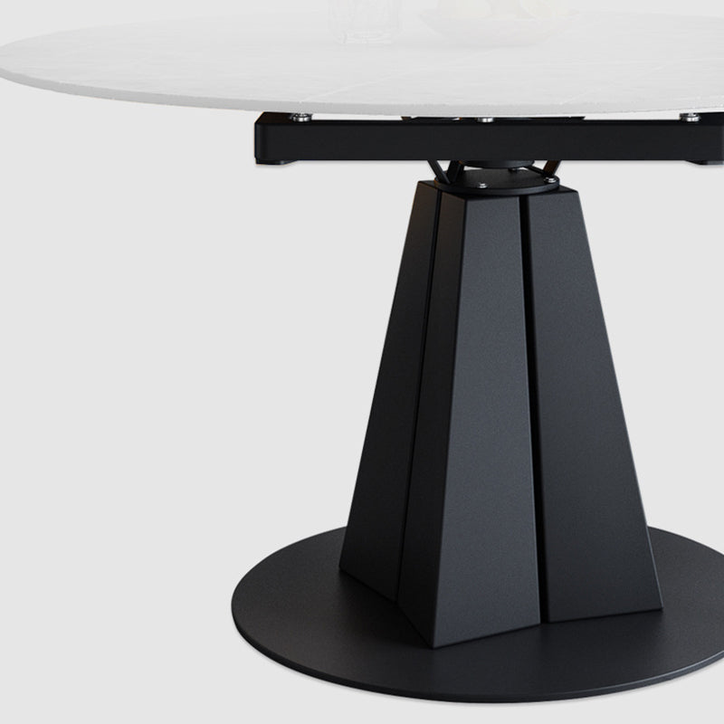 Moderne gesinterde stenen eettafel ronde tafel met metalen poten voor thuisgebruik