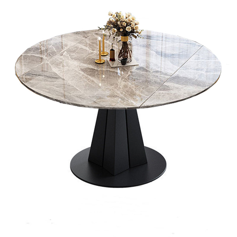 Moderne gesinterde stenen eettafel ronde tafel met metalen poten voor thuisgebruik