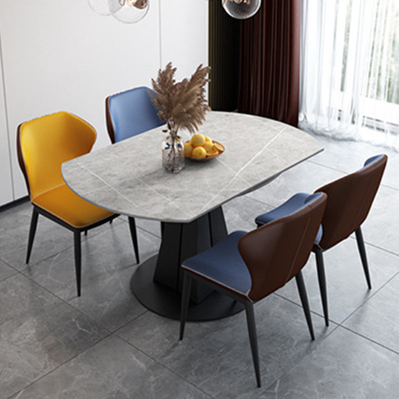 Moderne gesinterde stenen eettafel ronde tafel met metalen poten voor thuisgebruik