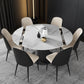 Contemporary Sintered Stone Dining Table Extendable Dining Table with Pedestal Base Clearhalo 'Dining Tables & Seating' 'Dining Tables' 'dining_table' 'furn' 'furn_dining_table' 'Furniture' 'Kitchen & Dining Furniture' 6363328