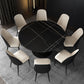 Contemporary Sintered Stone Dining Table Extendable Dining Table with Pedestal Base Black 59.1"L x 59.1"W x 31.1"H Without Chairs Clearhalo 'Dining Tables & Seating' 'Dining Tables' 'dining_table' 'furn' 'furn_dining_table' 'Furniture' 'Kitchen & Dining Furniture' 6363329