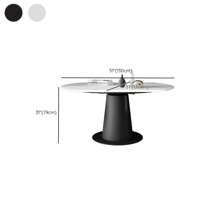 Contemporary Sintered Stone Dining Table Extendable Dining Table with Pedestal Base Clearhalo 'Dining Tables & Seating' 'Dining Tables' 'dining_table' 'furn' 'furn_dining_table' 'Furniture' 'Kitchen & Dining Furniture' 6363337