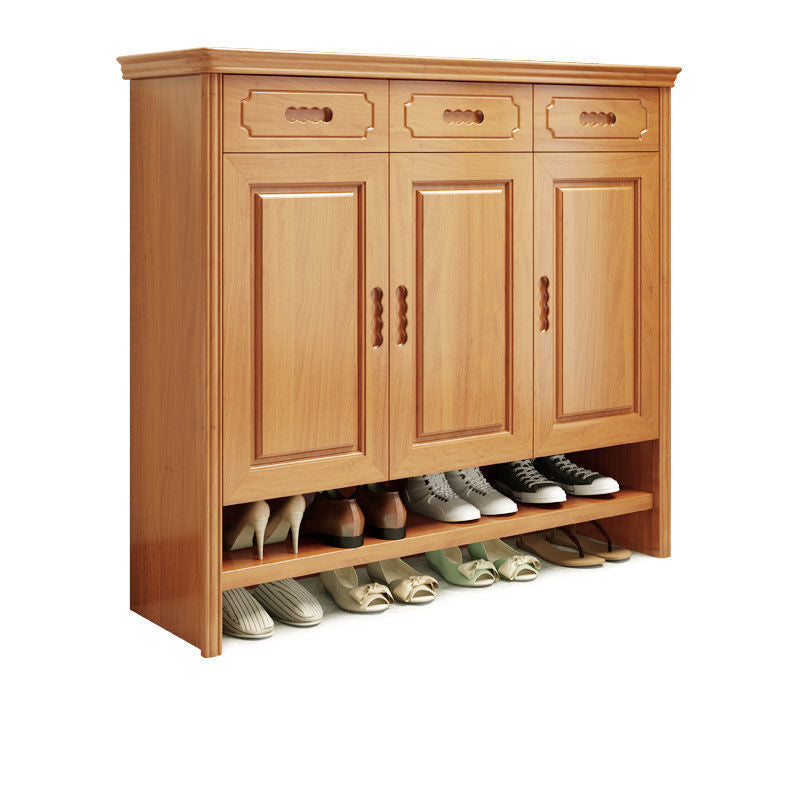 Mid-Century Modern Accent Cabinet Rectangle Solid Wood Grooves With Doors Cabinet Natural 3 Clearhalo 'Cabinets & Chests' 'cabinets_chests' 'furn' 'furn_cabinets_chests' 'Furniture' 'Living Room Furniture' 6363510