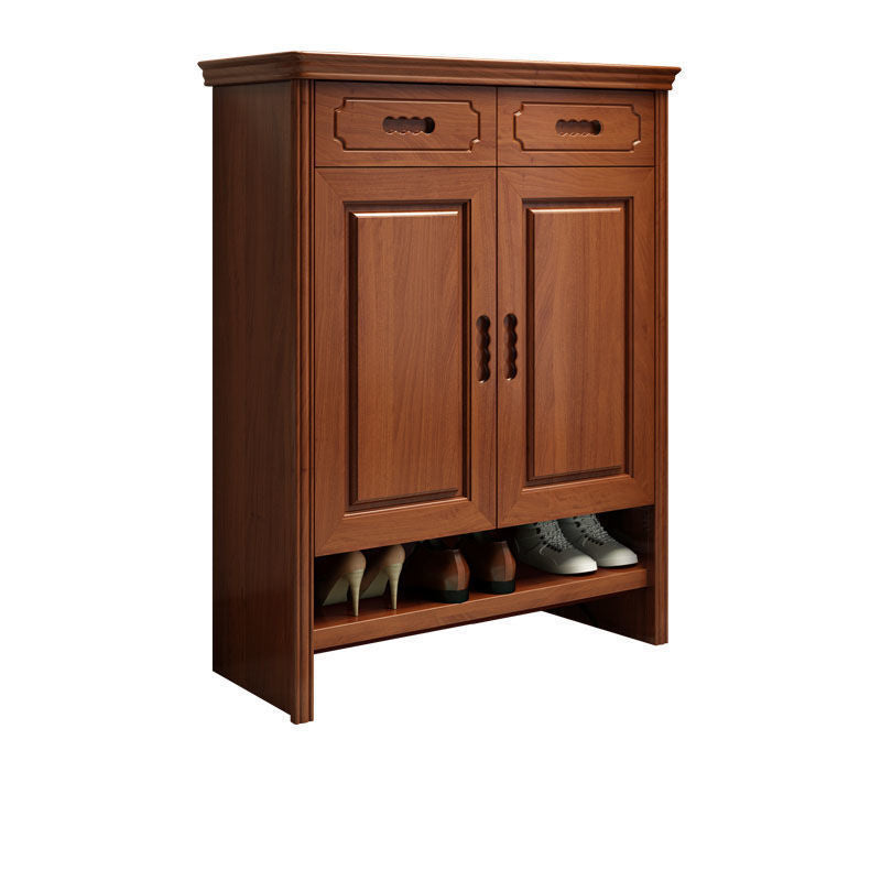 Mid-Century Modern Accent Cabinet Rectangle Solid Wood Grooves With Doors Cabinet Nut-Brown 2 Clearhalo 'Cabinets & Chests' 'cabinets_chests' 'furn' 'furn_cabinets_chests' 'Furniture' 'Living Room Furniture' 6363520