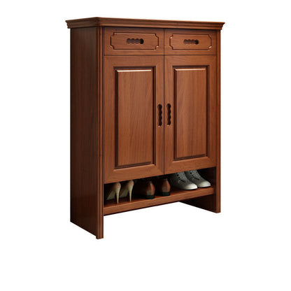 Mid-Century Modern Accent Cabinet Rectangle Solid Wood Grooves With Doors Cabinet Nut-Brown 2 Clearhalo 'Cabinets & Chests' 'cabinets_chests' 'furn' 'furn_cabinets_chests' 'Furniture' 'Living Room Furniture' 6363520