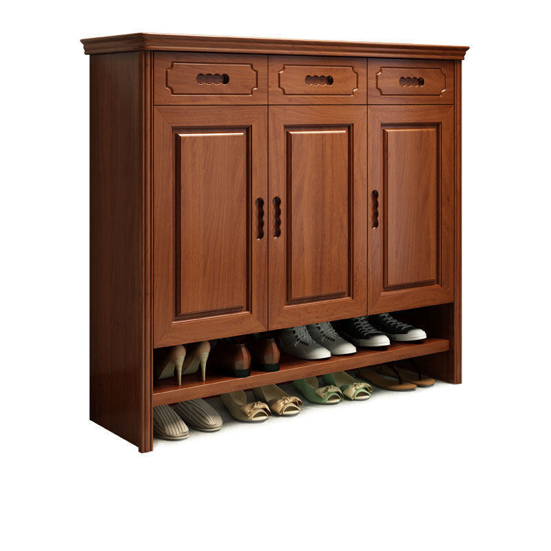 Mid-Century Modern Accent Cabinet Rectangle Solid Wood Grooves With Doors Cabinet Nut-Brown 3 Clearhalo 'Cabinets & Chests' 'cabinets_chests' 'furn' 'furn_cabinets_chests' 'Furniture' 'Living Room Furniture' 6363522