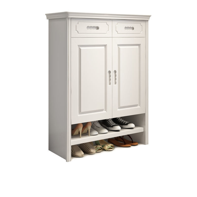 Mid-Century Modern Accent Cabinet Rectangle Solid Wood Grooves With Doors Cabinet White 2 Clearhalo 'Cabinets & Chests' 'cabinets_chests' 'furn' 'furn_cabinets_chests' 'Furniture' 'Living Room Furniture' 6363525