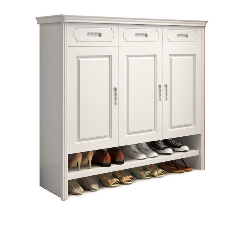 Mid-Century Modern Accent Cabinet Rectangle Solid Wood Grooves With Doors Cabinet White 3 Clearhalo 'Cabinets & Chests' 'cabinets_chests' 'furn' 'furn_cabinets_chests' 'Furniture' 'Living Room Furniture' 6363527