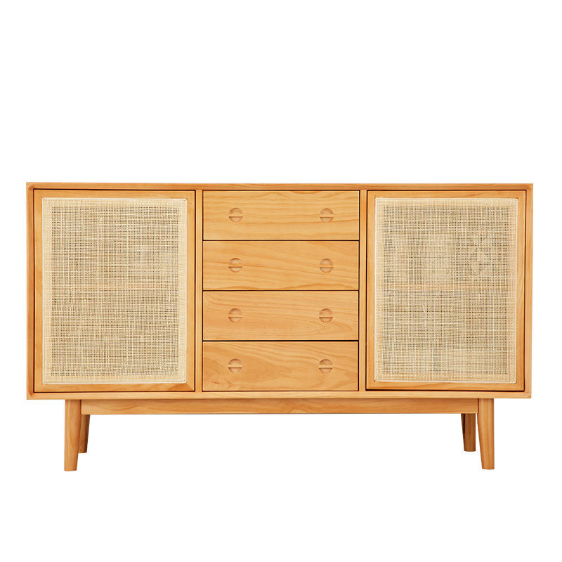 Contemporary Cabinet Solid Wood With Doors 4 - Drawer Accent Cabinet Cherry Clearhalo 'Cabinets & Chests' 'cabinets_chests' 'furn' 'furn_cabinets_chests' 'Furniture' 'Living Room Furniture' 6363566
