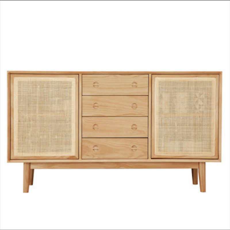 Contemporary Cabinet Solid Wood With Doors 4 - Drawer Accent Cabinet Natural Clearhalo 'Cabinets & Chests' 'cabinets_chests' 'furn' 'furn_cabinets_chests' 'Furniture' 'Living Room Furniture' 6363570
