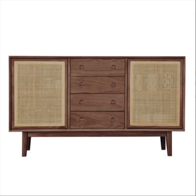 Contemporary Cabinet Solid Wood With Doors 4 - Drawer Accent Cabinet Nut-Brown Clearhalo 'Cabinets & Chests' 'cabinets_chests' 'furn' 'furn_cabinets_chests' 'Furniture' 'Living Room Furniture' 6363571