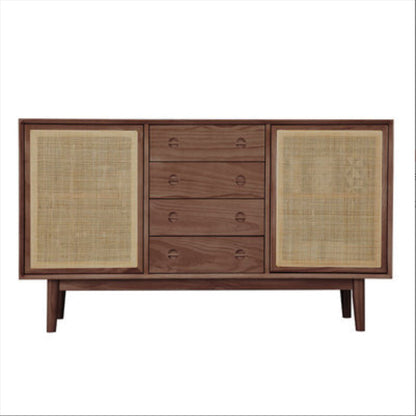 Contemporary Cabinet Solid Wood With Doors 4 - Drawer Accent Cabinet Nut-Brown Clearhalo 'Cabinets & Chests' 'cabinets_chests' 'furn' 'furn_cabinets_chests' 'Furniture' 'Living Room Furniture' 6363571