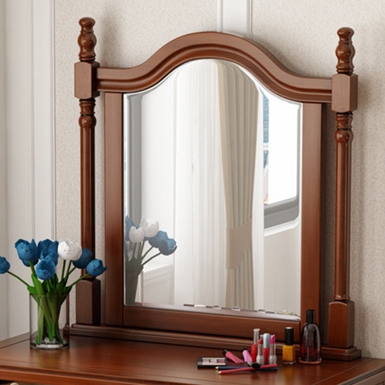 Tradizionale vanità a specchio set tavolo da toeletta in legno massiccio con sgabello