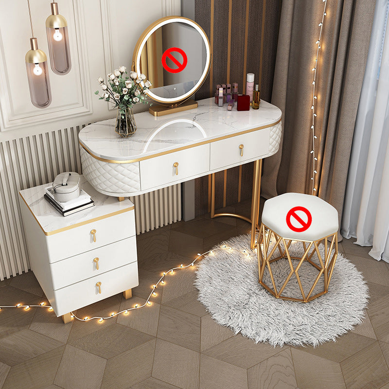 Glam Wood Vanity Dressing Table with Drawers in White Dressing Table Clearhalo 'Bedroom Furniture' 'furn' 'furn_makeup_vanities' 'Furniture' 'Makeup Vanities' 'makeup_vanities' 6363627