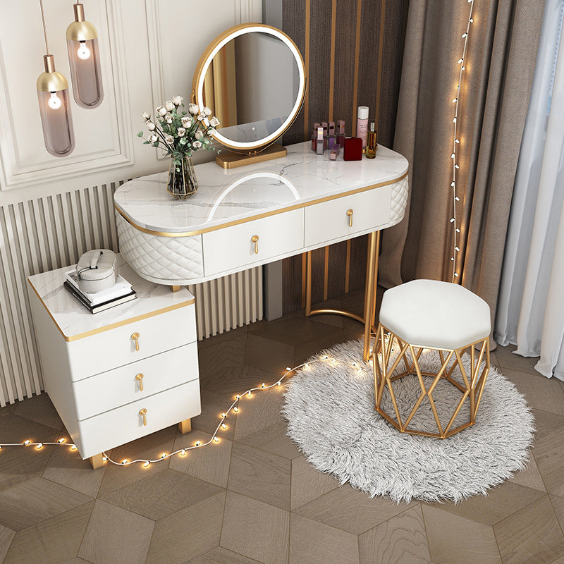 Glam Wood Vanity Dressing Table with Drawers in White Dressing Table Clearhalo 'Bedroom Furniture' 'furn' 'furn_makeup_vanities' 'Furniture' 'Makeup Vanities' 'makeup_vanities' 6363629