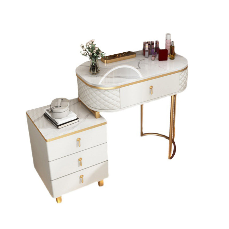 Glam Wood Vanity Dressing Table with Drawers in White Dressing Table Clearhalo 'Bedroom Furniture' 'furn' 'furn_makeup_vanities' 'Furniture' 'Makeup Vanities' 'makeup_vanities' 6363631