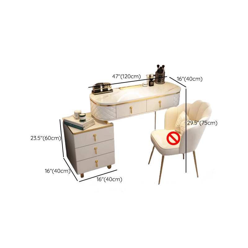 Glam Wood Vanity Dressing Table with Drawers in White Dressing Table Clearhalo 'Bedroom Furniture' 'furn' 'furn_makeup_vanities' 'Furniture' 'Makeup Vanities' 'makeup_vanities' 6363639