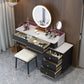 Glam Vanity Dressing Table Set with 5 Storage Drawers in Black