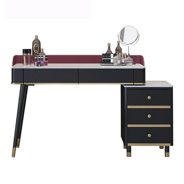 Glam Vanity Dressing Table Set with 5 Storage Drawers in Black