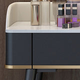 Glam Vanity Dressing Table Set with 5 Storage Drawers in Black