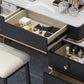 Glam Vanity Dressing Table Set with 5 Storage Drawers in Black