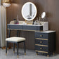 Glam Vanity Dressing Table Set with 5 Storage Drawers in Black