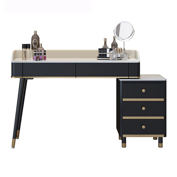 Glam Vanity Dressing Table Set with 5 Storage Drawers in Black