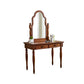 Traditional 2 Drawers Wood Mirrored Makeup Table Desk Vanity in Brown Clearhalo 'Bedroom Furniture' 'furn' 'furn_makeup_vanities' 'Furniture' 'Makeup Vanities' 'makeup_vanities' 6363680